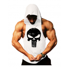 Punisher Sporcu Kapüşonlu Atlet Beyaz