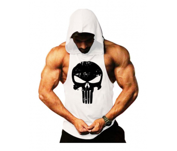 Punisher Sporcu Kapüşonlu Atlet Beyaz