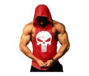 Punisher Sporcu Kapüşonlu Atlet Kırmızı